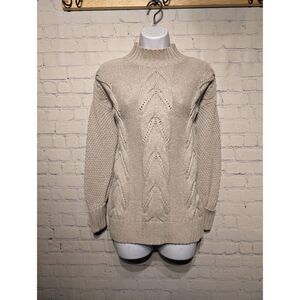 Rachel Ashwell cable knit beige sweater small
